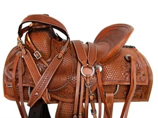 RODEO WESTERN SADDLE HORSE PLEASURE ROPING TRAIL TOOLED LEATHER TACK 18 17 16 15
