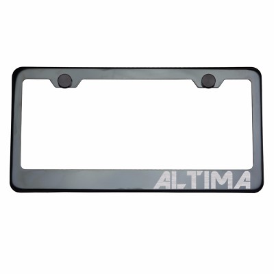 Titanium Gun Metal License Plate Frame ALTIMA Laser Etched Metal Screw Cap