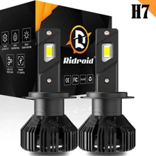 Pair RIDROID H7 LED Headlight Bulb High / Low Beam 6500K White 200W 20000LM