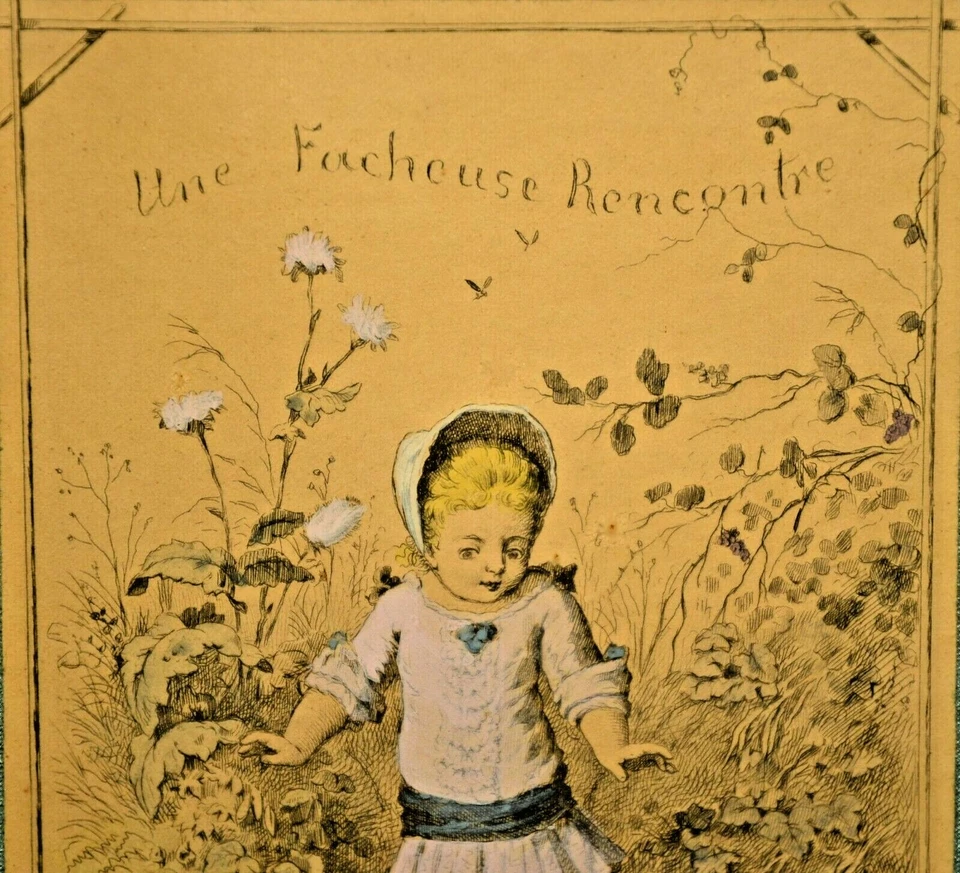 LUCIEN PENET Antique Original Hand Colored Victorian Portrait Landscape Etching - Image 4 of 4