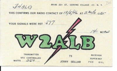 QSL 1946 Queens Village New York  radio card