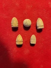 5 Different Excavated Civil War Pistol Bullets - NEW