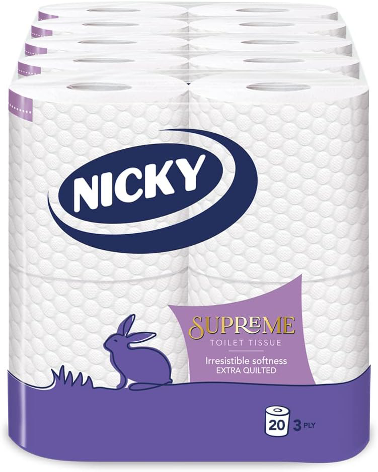 Nicky Supreme Toilet Tissue – 20 Rolls Per Pack, Ply Roll, 160