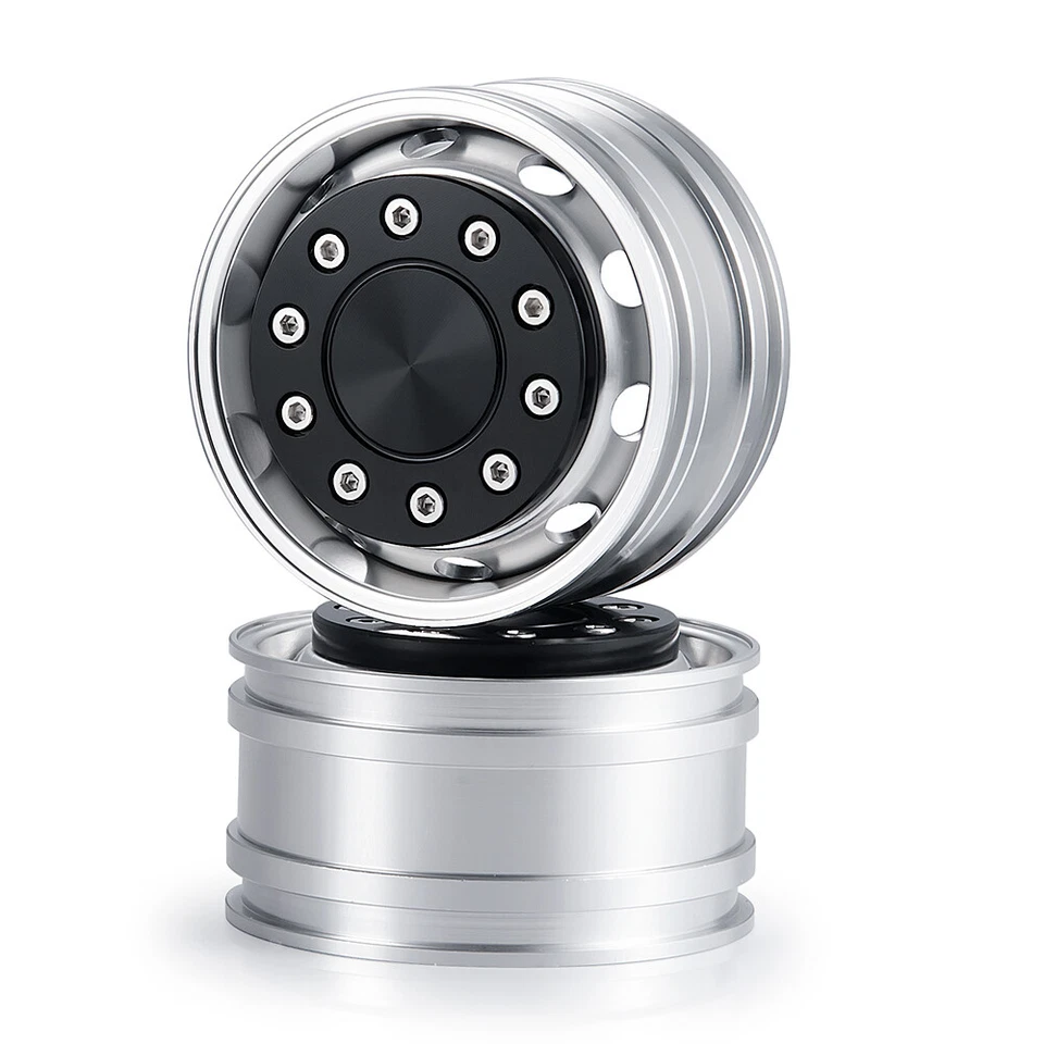 2/4PCS Aluminium Vorderrad Felgen für RC 1/14 Tamiya Tractor Truck Car - Bild 4 von 4