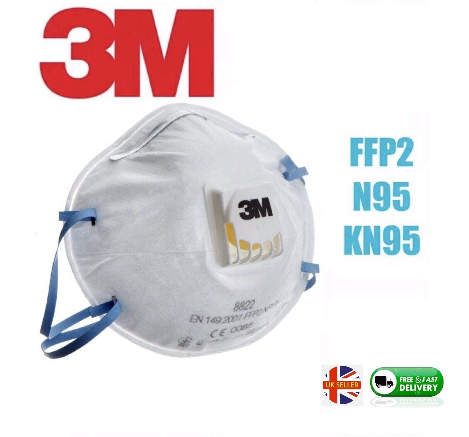 3M 8822 FACE MASK Respirator Valved FFP2 Healthcare Medical Face Mask eBay