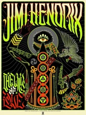 x/150 Artist Signed Palehorse Jimi Hendrix The Cry of Love Screen Print Poster