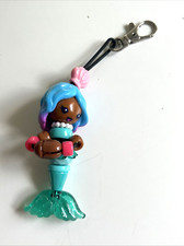Mermaid Keychain Black Little Shell Blue Hair Green Tail Key Chain Backpack CIN