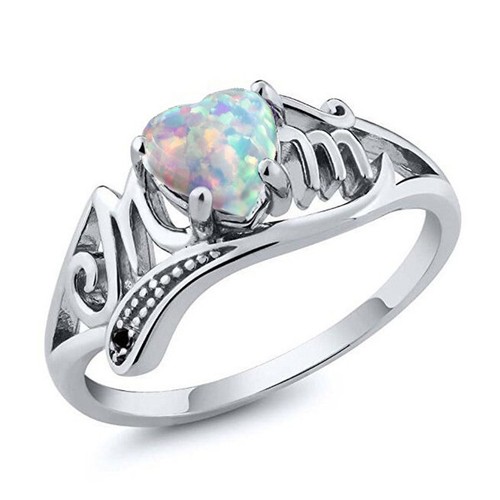 White-Fire-Opal-925-Silver-Women-Mom-Gift-Wedding-Engagement-Ring-Size-6-10