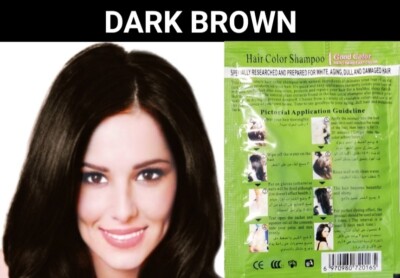 5 PCS DARK BROWN HEBAL TYPE  HAIR DYE SHAMPOO-COLOR GRAY HAIR IN MINUTES