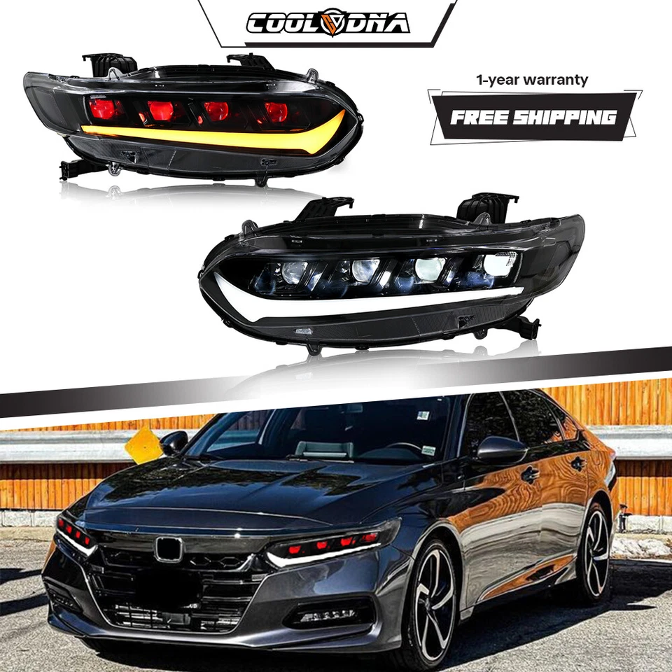 Full LED Headlight Assembly for 2018 2022 Honda Accord Headlamps Right Left Side