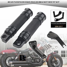 Rear Foot Pegs w/ Footpeg Mount Kit For Harley Dyna Wide Glide Fat Bob FXDF FXDB