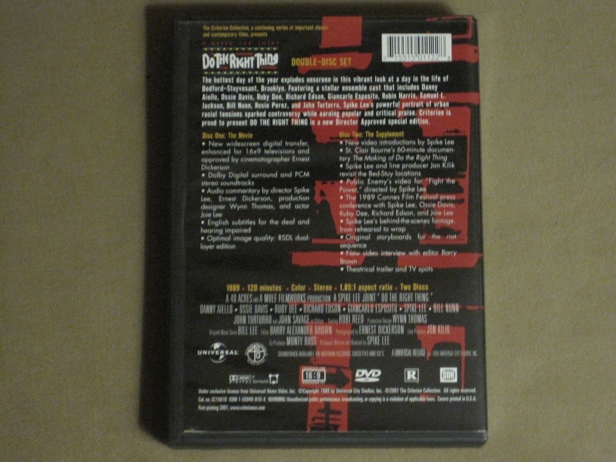 DO THE RIGHT THING (1989) 2-DVD CRITERION SPIKE LEE DANNY