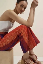 NWT Anthropologie x SIKA Abstract Wide-Leg High-Waisted Trousers Size 12