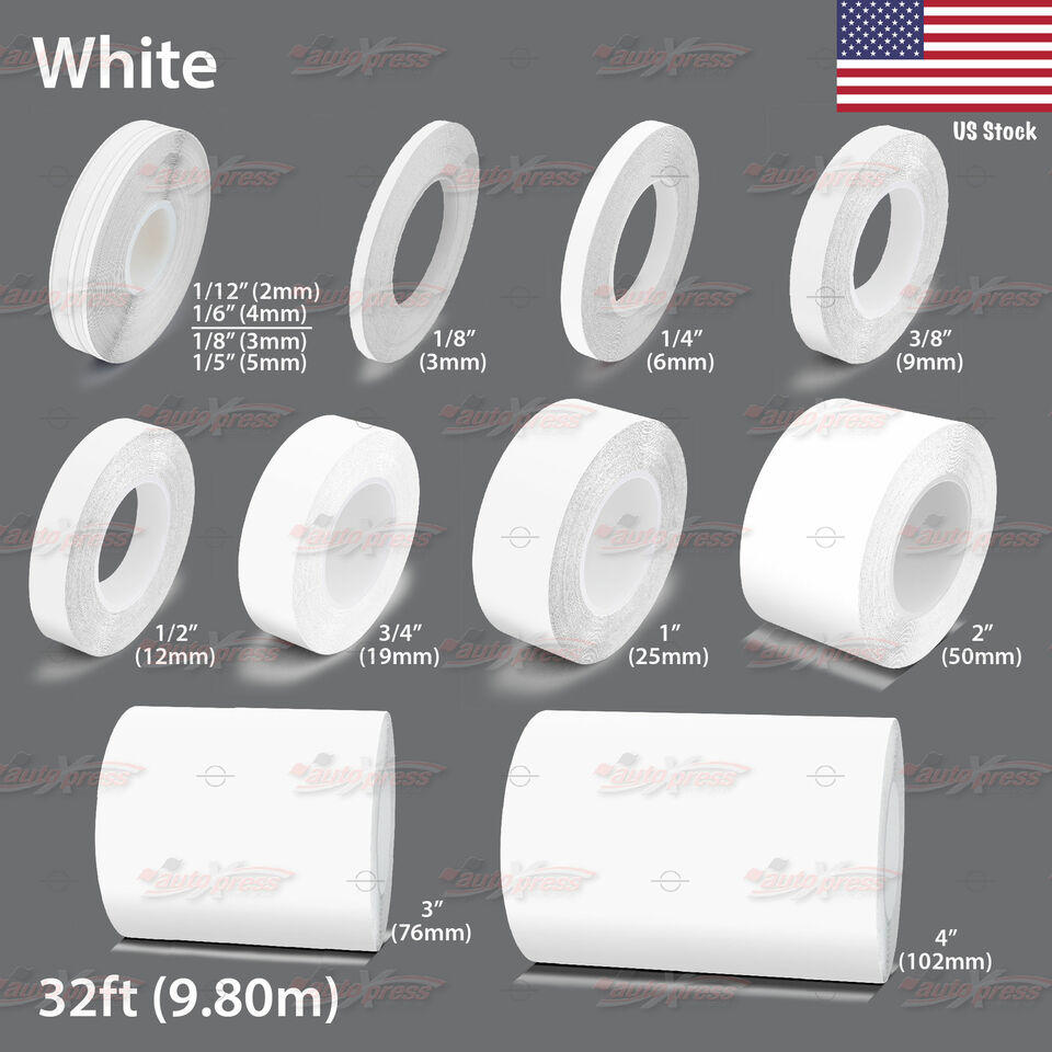 WHITE Roll Vinyl Pinstriping Pin Stripe Car Motorcycle Line Tape Decal Stickers