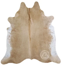 Real Cowhide Rug Beige Exotic - Size 6 x 6-7’