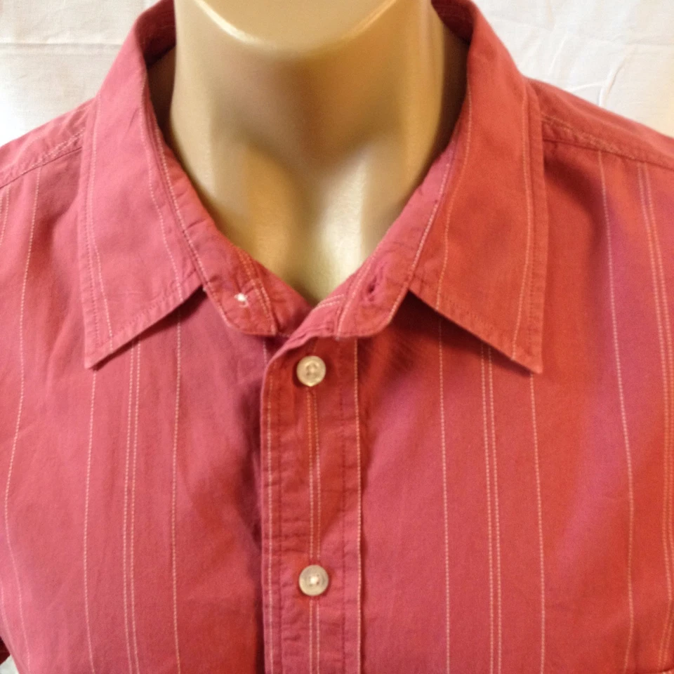 Life is Good Button Front Short Sleeve Casual Shirt Men's Medium L Pink Salmon - Image 4 of 4