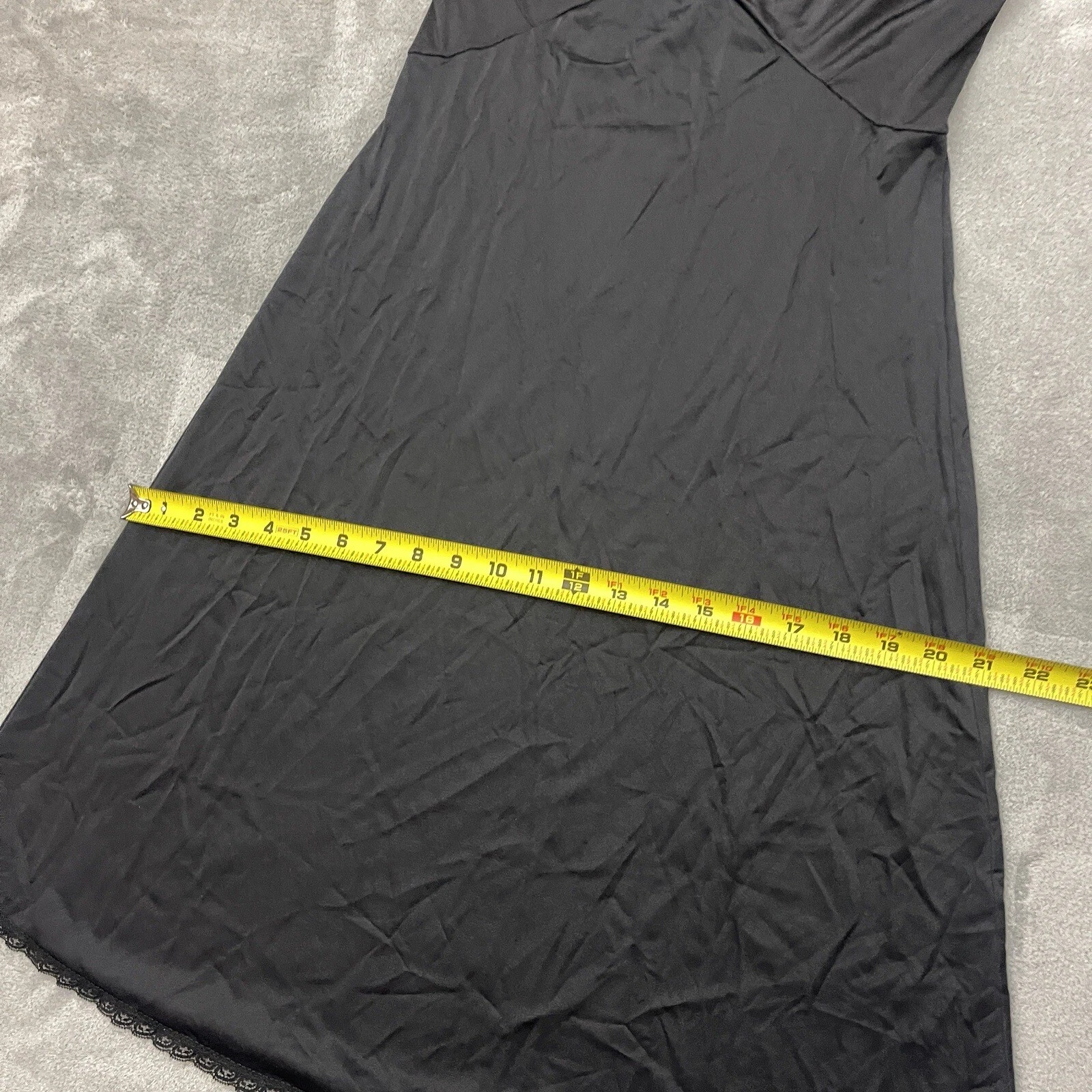 VALENTINO Shadowline Vintage Slip Dress Camicia da Notte Lunga Chemise Taglia 34 Nero Pizzo