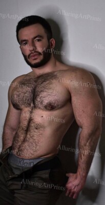 Male Model Photo Print Muscular Handsome Shirtless Hairy Hunk Abs -XX558