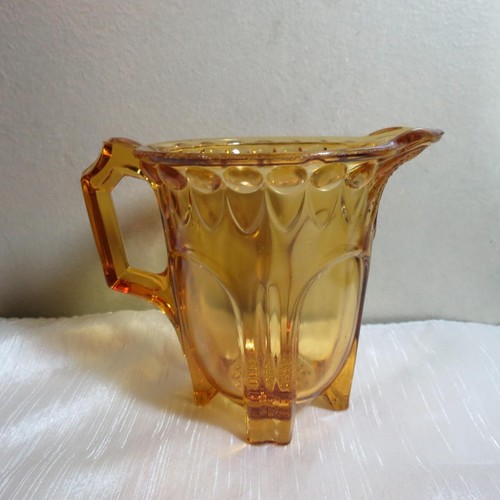 Adams Glass Antique EAPG Buttressed Loop Creamer and Covered Sugar Amber - Picture 11 of 24
