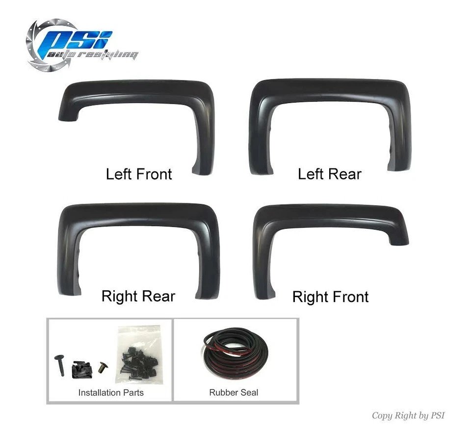 Paintable Extension Fender Flares Fits Silverado 1500 14-18 2500HD 3500HD 15-19 - Image 2 of 3