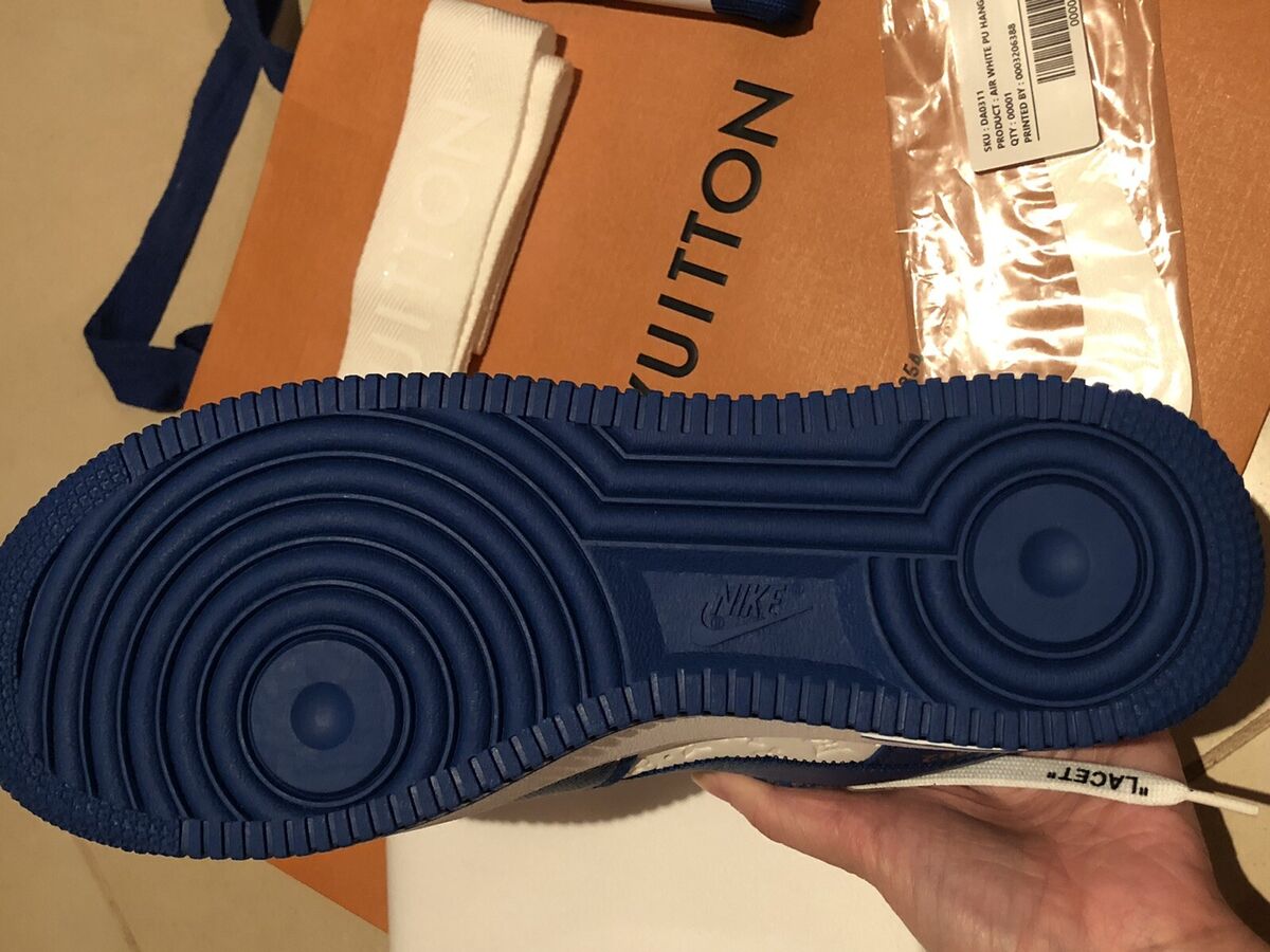 New 2022 Louis Vuitton Virgil Abloh Air Force 1 Flash Sneakers Blue USA 8  Shoes