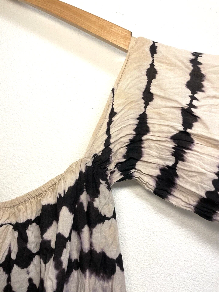 Mameluco ELAN para mujer talla pequeña tie dye cubrir fuera del hombro ropa de playa beige Foto 2 de 4