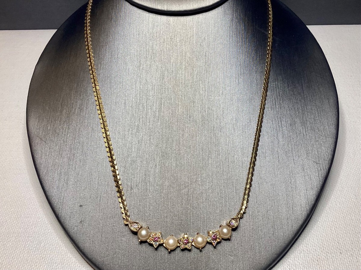 Vintage 1928 Brand 18” Faux Pearl & Aurora Borealis Necklace
