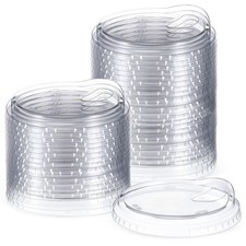 50 Pcs Clear Strawless Plastic Lids Fits for 12, 16, 20 and 24 oz Cups Dispos...