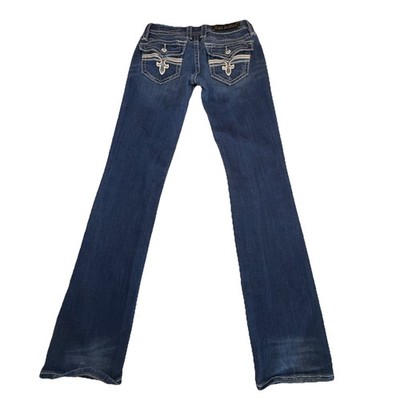 Rock Revival Jeans Womens 28 (29x32) Blue Tori Boot Embroidered Pockets Denim