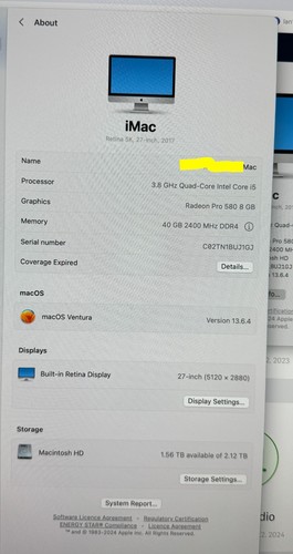 Apple iMac Retina 5k 27 inch 2017 3.8 GHz i5 40 GB 2TB - Picture 5 of 5