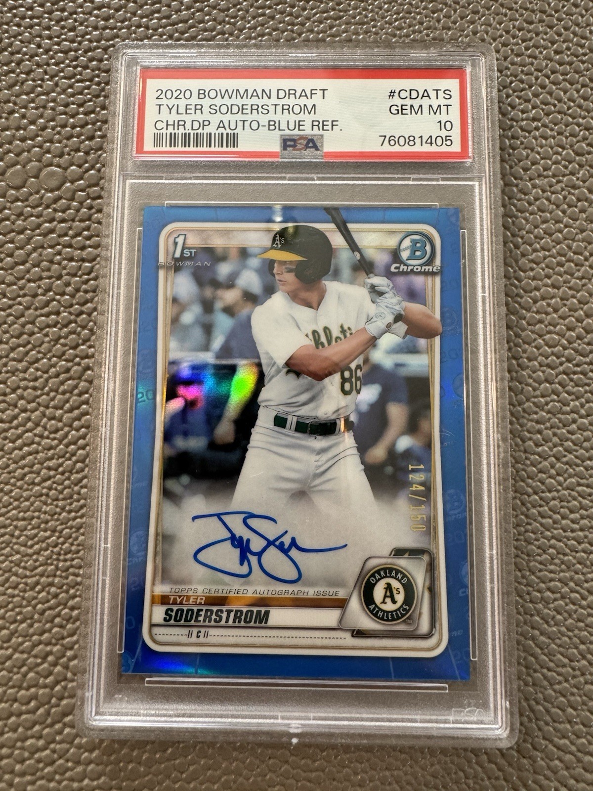 2020 BOWMAN DRAFT CHROME  TYLER SODERSTROM BLUE REFRACTOR AUTO #/150 PSA 10! 🔥