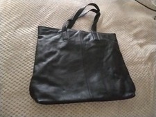 Black leather tote bag