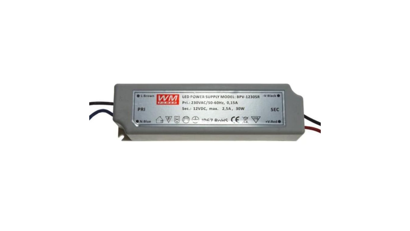 12V 30W LED Power Supply IP67 Plastic EK 009781