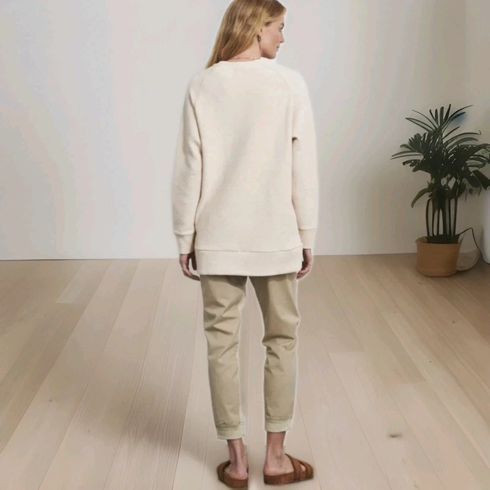 Sudadera Varley Manning ponche de huevo marfil peso medio acanalado tejido cremalleras talla M Foto 2 de 4