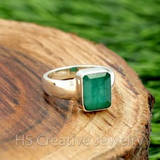 Indian Emerald 925 Sterling Silver Handmade Men's Ring Jewelry