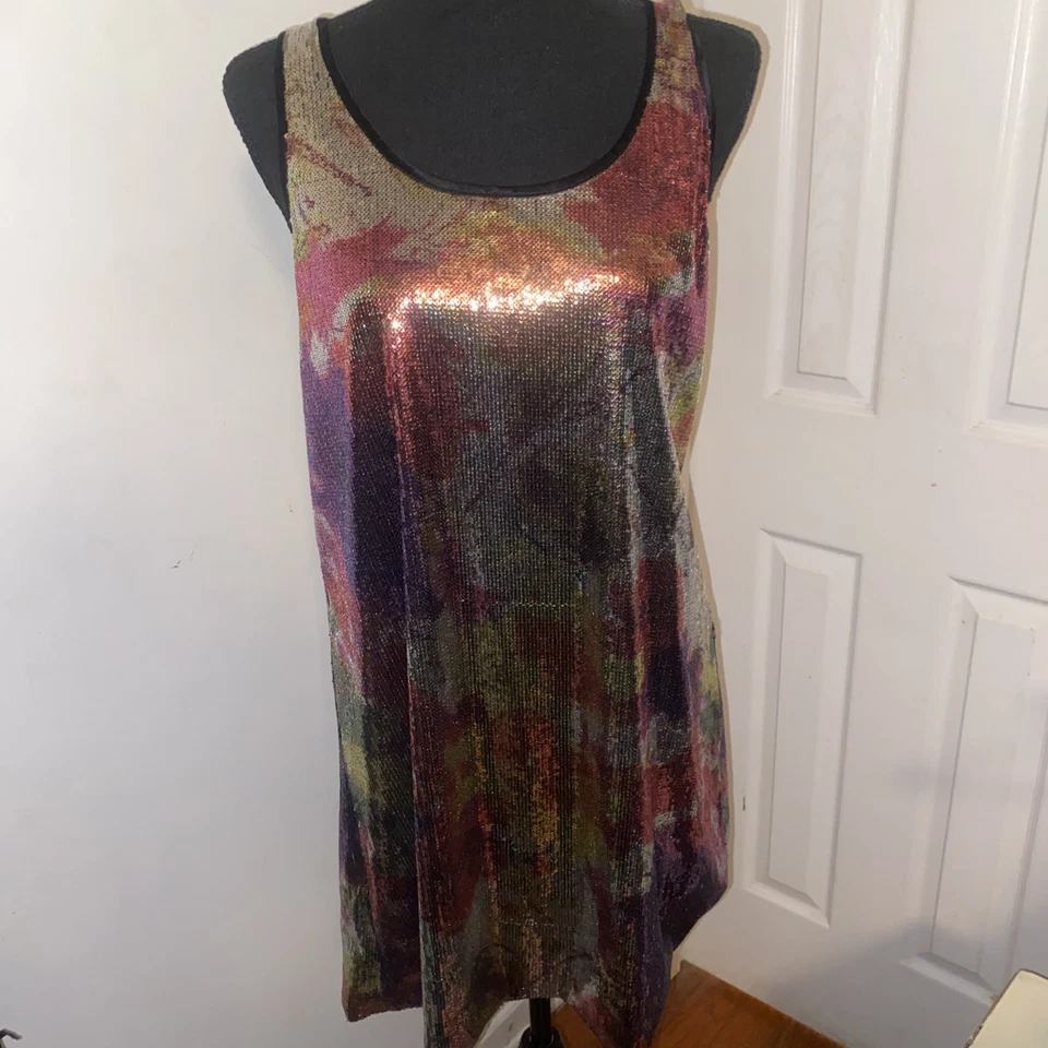 Vestido regata Betsey Johnson vintage Y2K Taylor Swift multi micro lantejoulas grande - Imagem 4 de 4