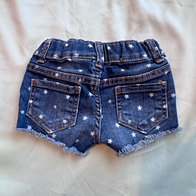 OshKosh B'gosh Unisex Baby 3M Blue White Star Denim Shorts Pockets