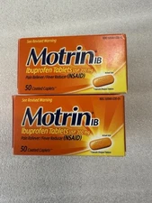 Motrin IB Ibuprofen Tablets USP 200mg (2 Boxes) 50 Coated Caplets exp 04/2027