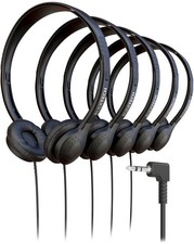 5 Pack Bulk Wired On-Ear Leather 5 Pack, headphones no mic black