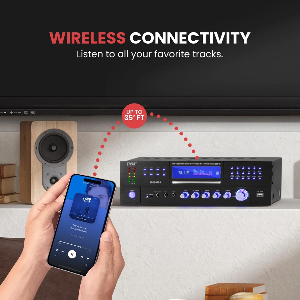 Bluetooth AV Receiver with Built-in DVD Player 1000W Home Theater System - Image 4 of 4