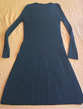 THE ROW Navy Sweater Dress 100% Virgin Wool Ribbed Knit Round Neck Sized Large