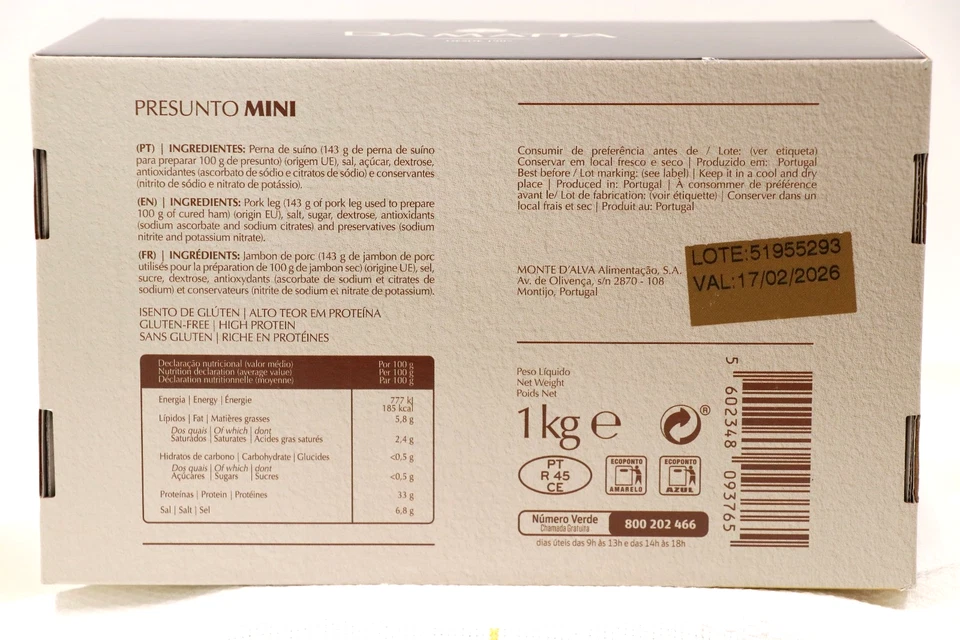 Mini Classic Ham Pack 1 Kg Free Display Base Christmas gift Tradition Portugal - Image 4 of 4