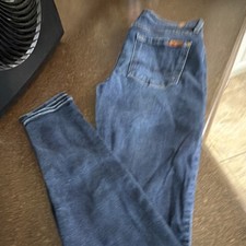 7 For All Mankind Women's Skinny Jeans Blue Stretch Medium Wash 5-Pocket Button