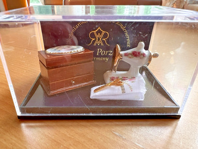 Vintage Reutter Porcelain Dollhouse Sewing Box Set
