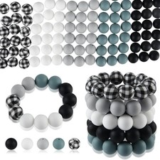 100 Pcs 15mm Silicone Beads for Keychain Making, Grey Black White Silicone Round