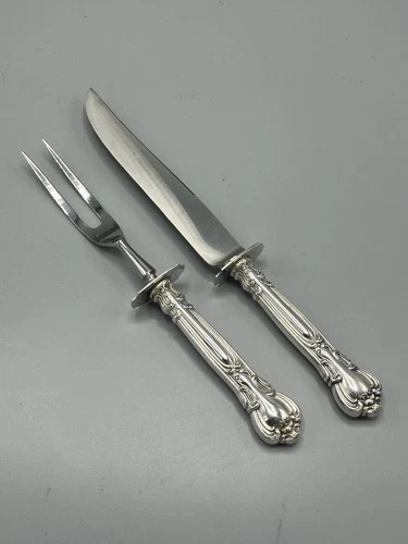 Gorham Chantilly Sterling Silver HH Carving Knife Fork 9 1/2" & 8 1/2" - No Mono