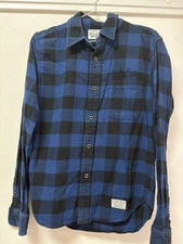 Wacko Maria Buffalo Check Flannel Shirt M Blue/Black  Saison 10yrs