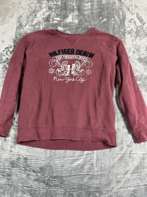 Tommy Hilfiger Denim Burgundy Sweatshirt XXL Logo Print ''New York City''  Mens
