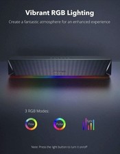 TaoTronics PC Gaming Soundbar RGB Lights Bluetooth AUX New/Open Box