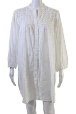 Melissa Odabash Women White Floral Kaftan Dress 3/4 Sleeve Size M